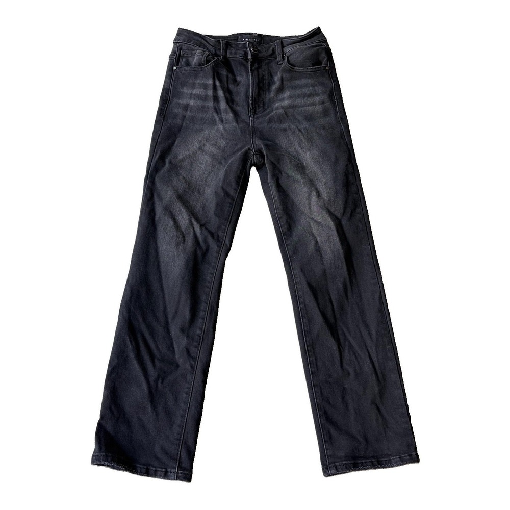 Risen Women's Straight Jeans Black Charcoal Wash Mid Rise Stretch 5-Pocket